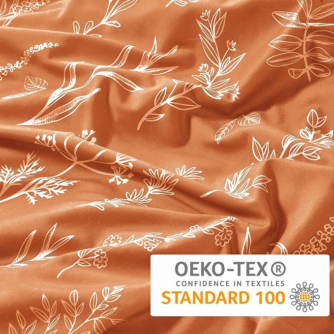 MUXHOMO Duvet Cover Full Size, Reversible Floral Caramel Duvet Cover Set - Image 5