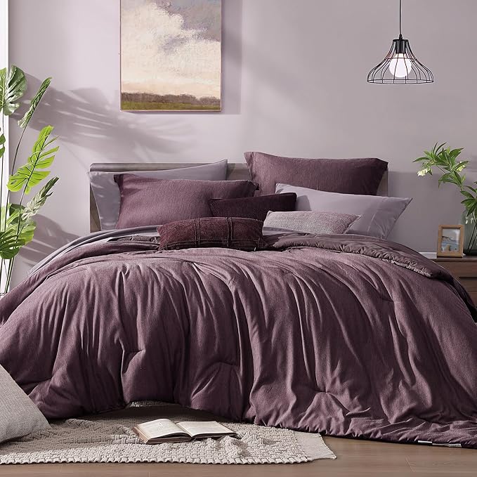 Monbix Full Size Comforter Set, Italian Plum Bedding Comforter by Monbix