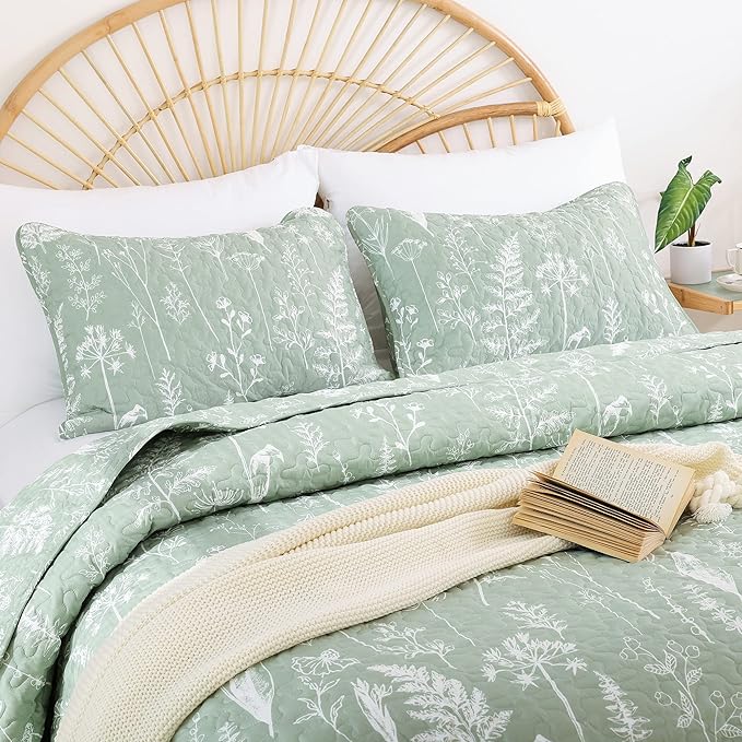 JANZAA Quilt King Size Sage Green Quilt Bed Spread Boho Quilt - Image 3