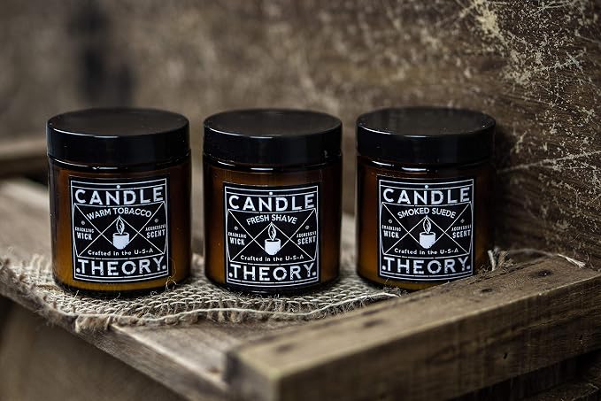 Candle Theory Man Cave Stuff Men 4oz Candles Set of 3, Crackling Woodwick - Image 6