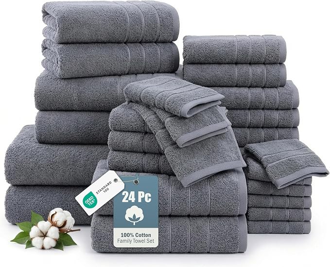 24-Piece Premium Towel Sets for Bathroom by CasaPlatino