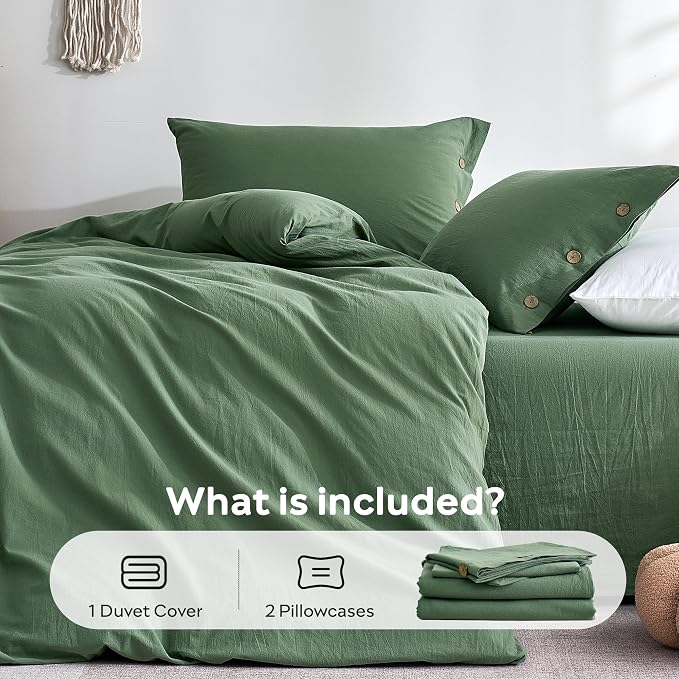 JELLYMONI 100% Washed Cotton Duvet Cover Full – Soft, Breathable Linen-Look - Image 7