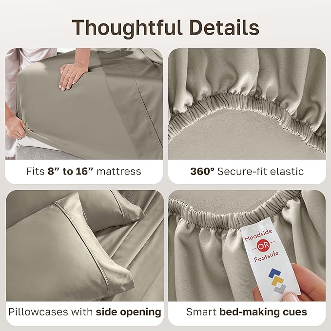 California Design Den Soft 100% Cotton Bed Sheets King Size Set, 400 TC Good - Image 6