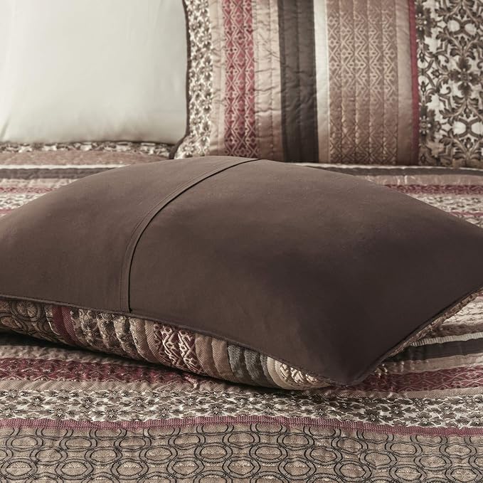 Madison Park Quilt Set Luxurious Jacquard Stripes Design - Image 11