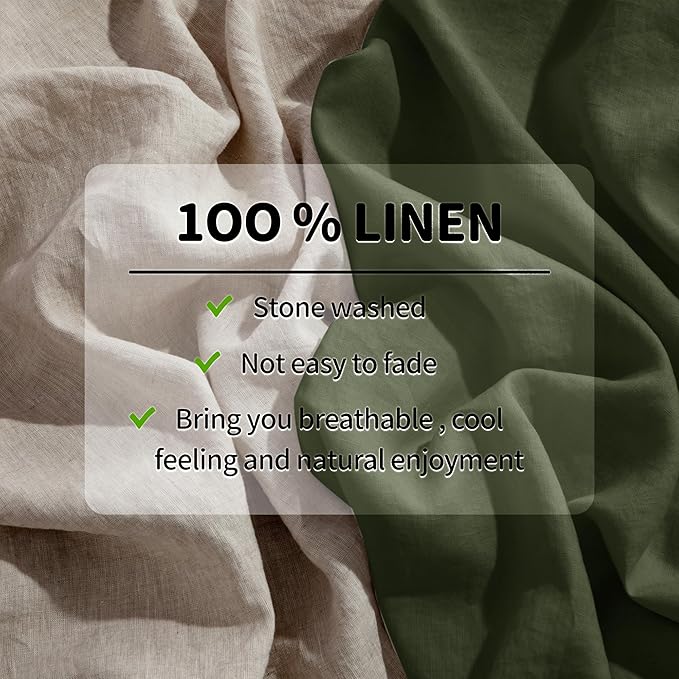 LBRO2M 100% Pure Linen Sheet Set Deep Pocket Up to 16" Bed Sheets Sets - Image 4