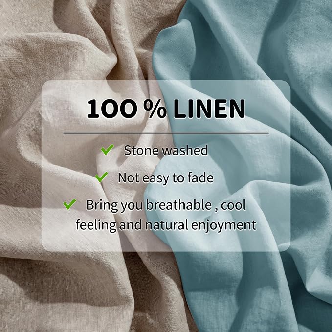 LBRO2M 100% Pure Linen Sheet Set Deep Pocket Up to 16" Bed Sheets Sets - Image 3