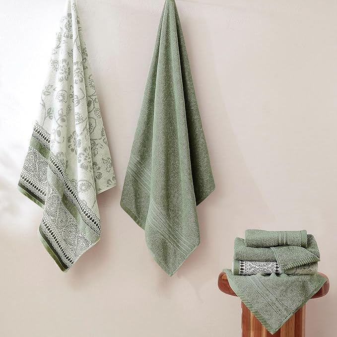 Modern Threads Floral Trail 6-Piece 100% Cotton Towel Set – Reversible Yarn - Image 2