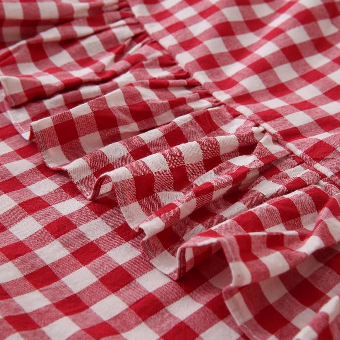 2 Pack 26x26 inches Red/White Gingham Pillow Cover 100% Washed Cotton Ruffled - Image 6