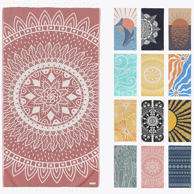 FESHKA Sand Proof Turkish Beach Towel – Oversized, Quick Dry & Lightweight by FESHKA