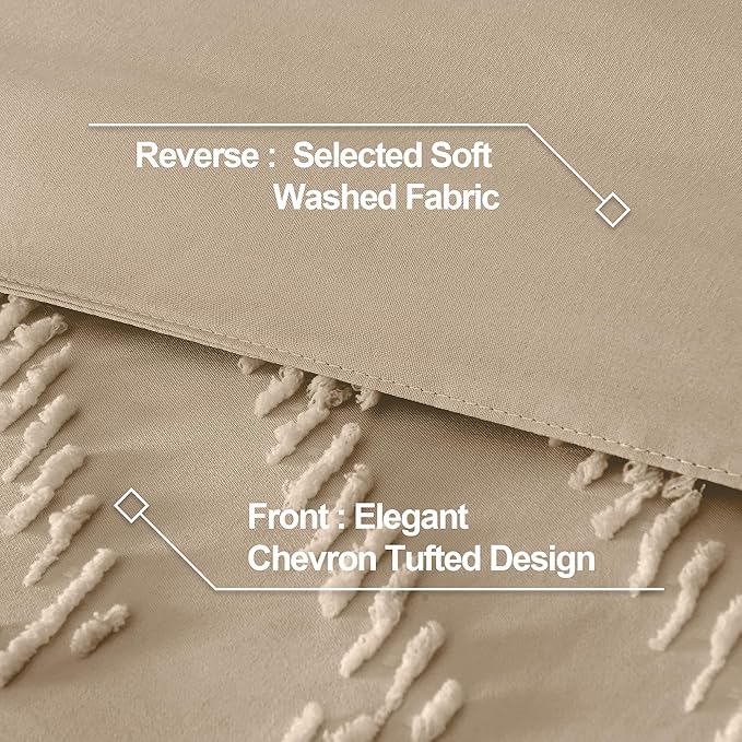 Andency Taupe Comforter Set Queen Size, Boho Soft Warm Tufted Bedding Comforter - Image 6