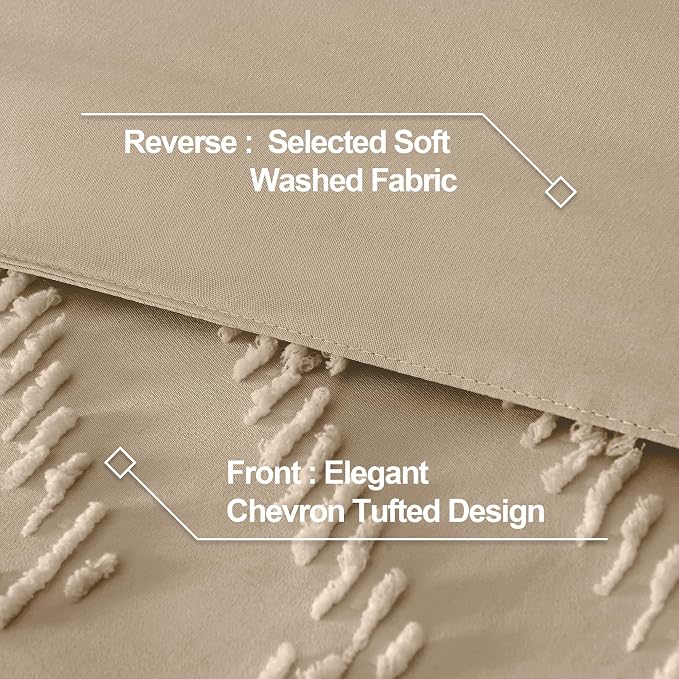 Andency Taupe Comforter Set King Size, Boho Soft Warm Tufted Bedding Comforter - Image 6