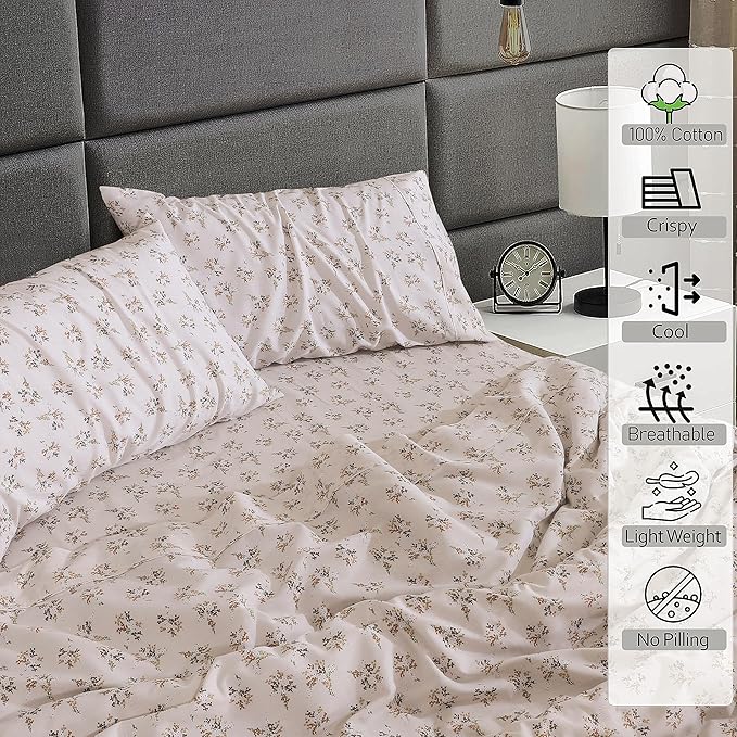 RUVANTI 100% Cotton Sheets – Queen Size Percale Bedding, Cooling & Breathable - Image 3