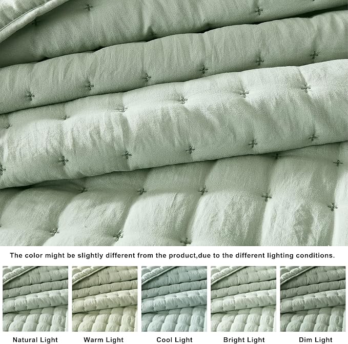 WDCOZY Sage Green Twin Quit Size Bedding Sets - Image 2