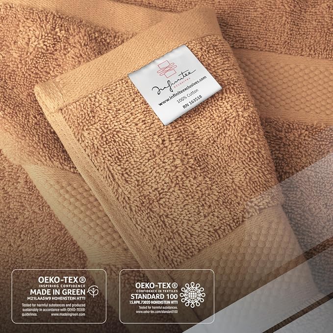 Infinitee Xclusives Luxury 100% Cotton Towel Set – 8 Piece Bathroom Towel Set – - Image 5