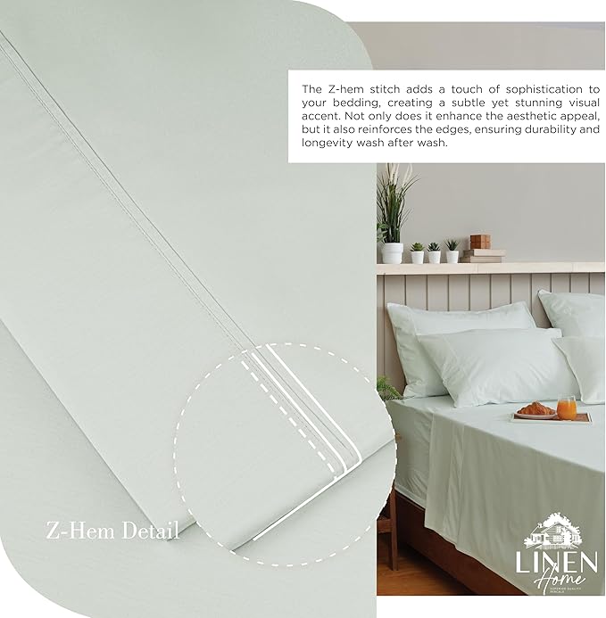 Linen Home 100% Cotton Percale Sheets Full Size, Dove Grey, Deep Pocket - Image 3