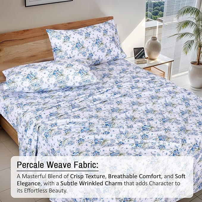 RUVANTI 100% Cotton Sheets – Full Size Percale Bedding, Cooling & Breathable - Image 3