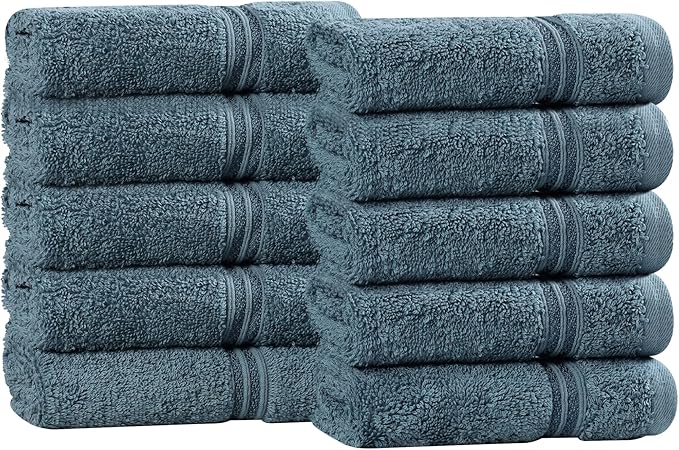 Superior Egyptian Cotton 10-Piece Face Towel Set, Small Towels by SUPERIOR