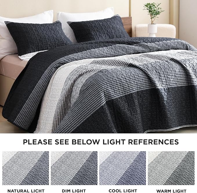 Litanika Quilt King Size Black, Soft Lightweight Polyester Comforter Bedding Set - Image 7