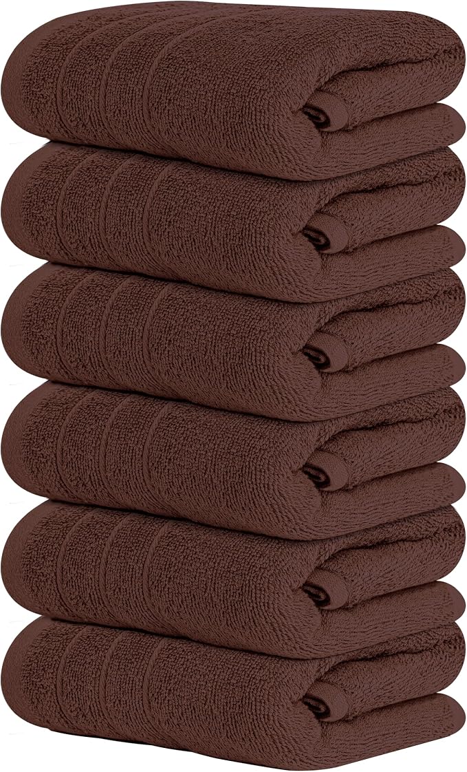 Tens Towels Pack of 6 Hand Towels, 100% Cotton, Lighter Weight, Quick to Dry by TensTowels