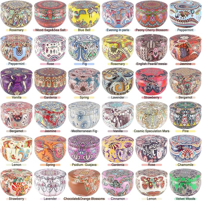 YOROXRG Scented Candles 36 Pack Soy Wax Travel Tin Jar Candles - Image 2