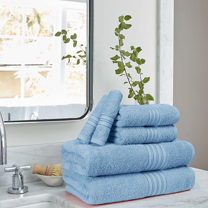 BOUTIQUO 6 Pack Cotton Towel Set, Contains 2 Bath Towels 28x55 inch, 2 Hand - Image 3