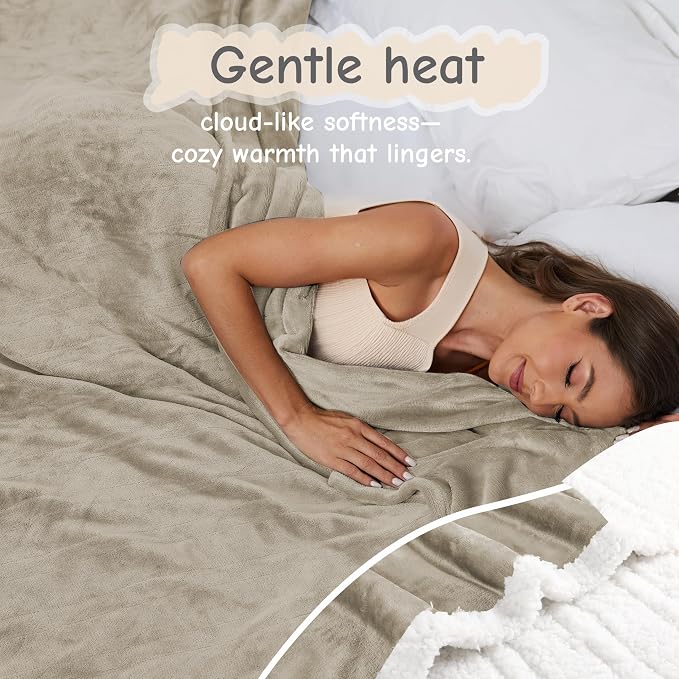 Electric Heated Blanket Throw Size 50"x60", Soft Flannel - Image 4