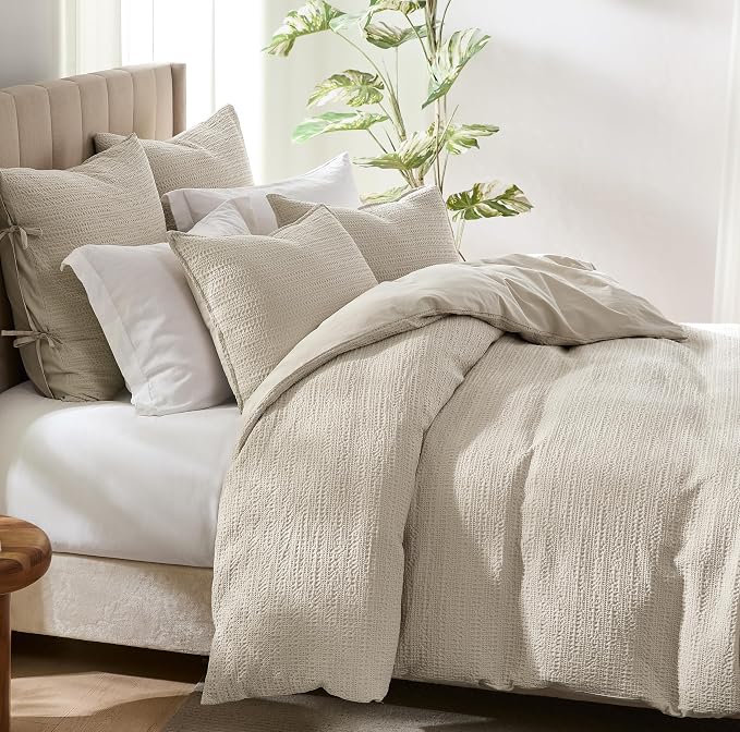 WDCOZY 100% Cotton Luxury Honeycomb Duvet Cover Set King Size - Image 9
