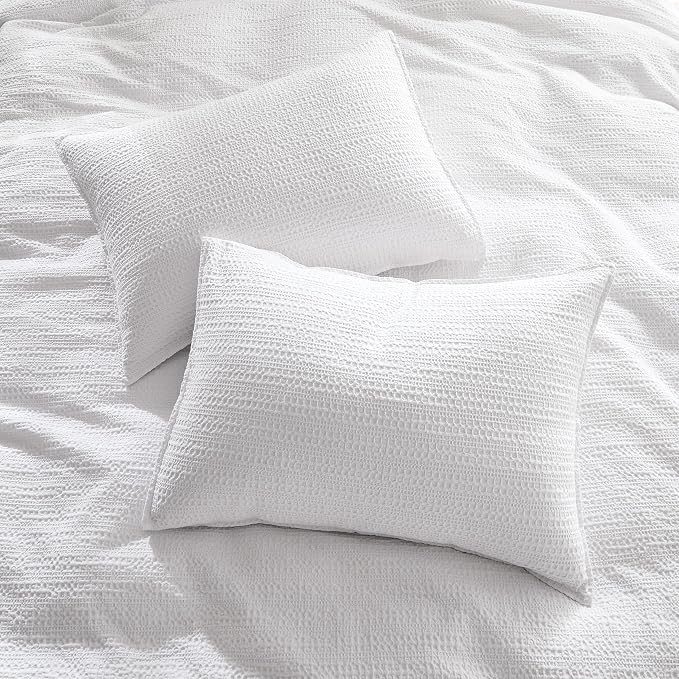 WDCOZY 100% Cotton Luxury Honeycomb Duvet Cover Set Queen Size - Image 3