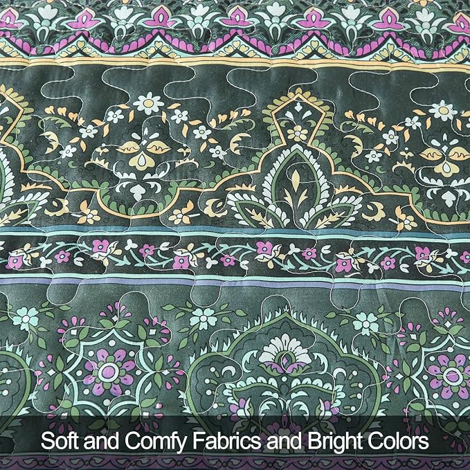 WONGS BEDDING Boho Quilt Full Size, Lightweight Microfiber Bed Decor Bedspread - Image 6