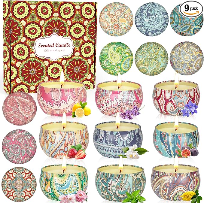 9 Pack 22.5oz in Total Scented Candles Gifts by OFUN