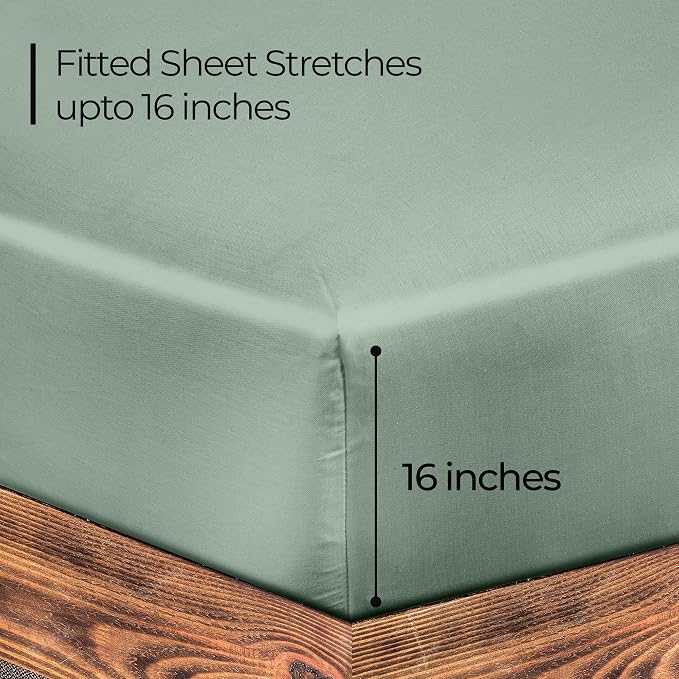 ROYALE LINENS 300 Thread Count 100% Long Staple Combed Cotton Fitted Sheet Queen - Image 2