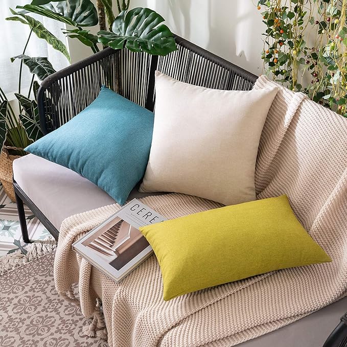 MIULEE Pack of 2 Decorative Outdoor Solid Waterproof Throw Pillow Covers Faux - Image 4