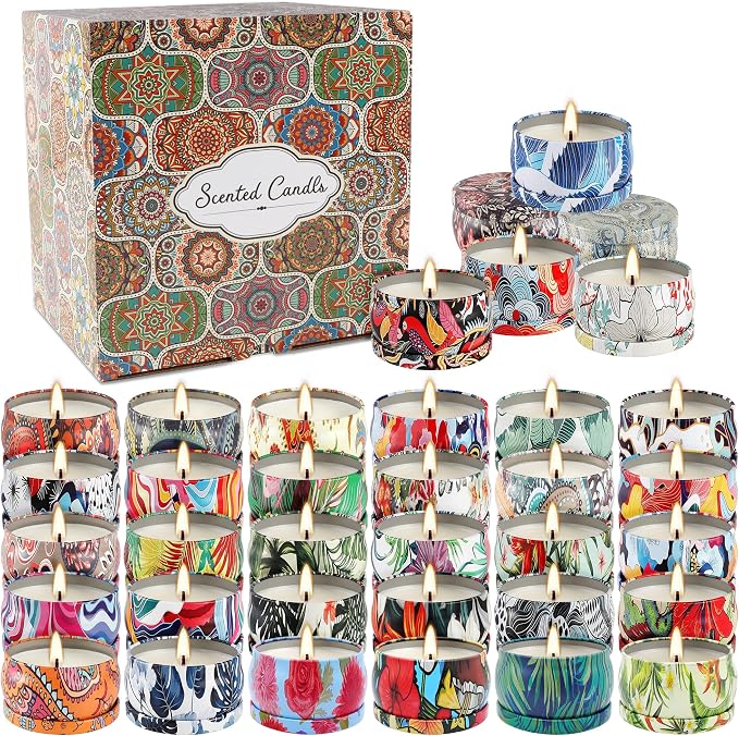 YOROXRG Scented Candles Gifts Set 36 Pack Soy Wax Travel Tin Jar Candles - Image 9