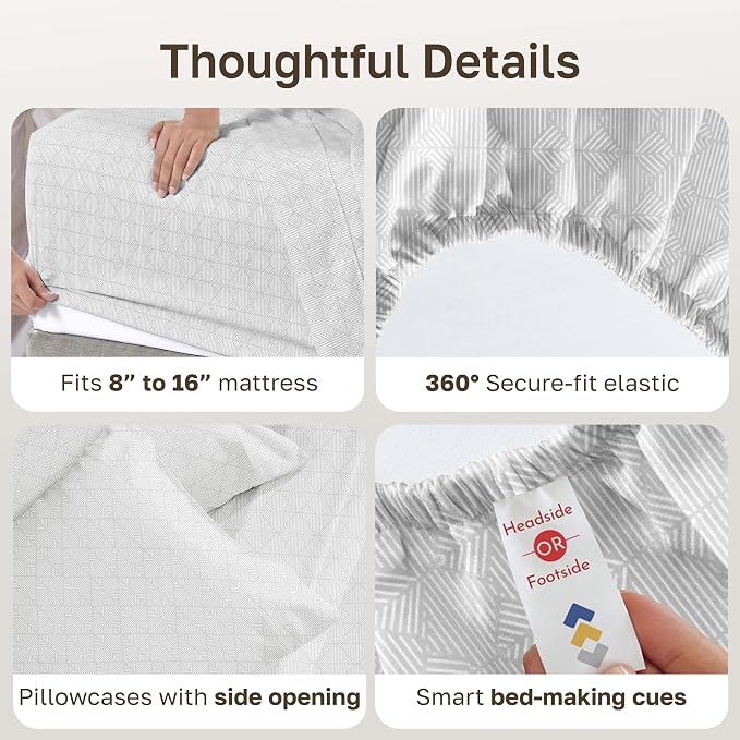 California Design Den Soft Queen Size Cotton Sheet Sets, 400 TC Good - Image 5
