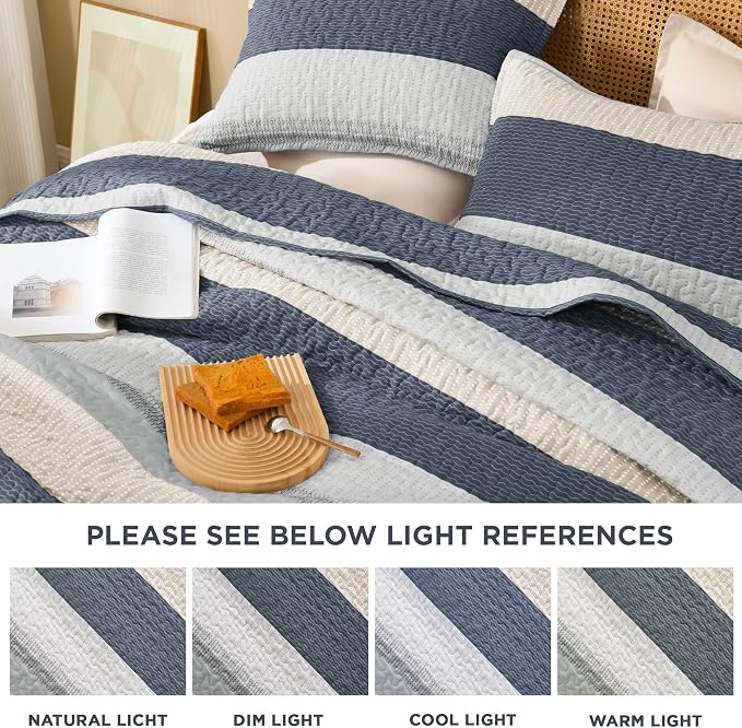 Litanika California King Quilt Set Blue and Yellow - Image 6