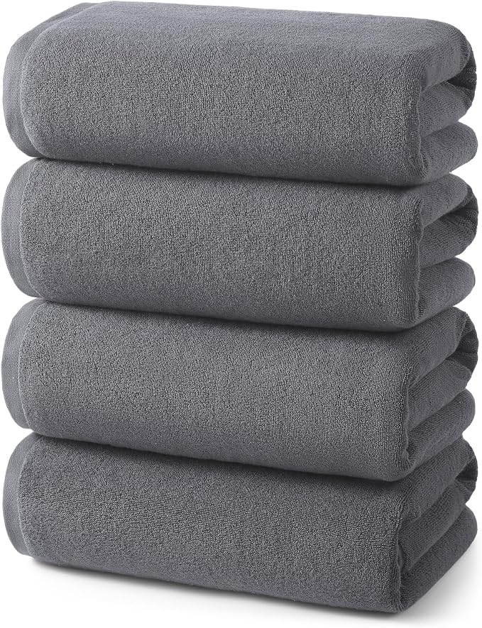 ecolook Bath Towels Set of 4, 100% Cotton, 27 x 55 Inches, Quick-Drying & by Unknown