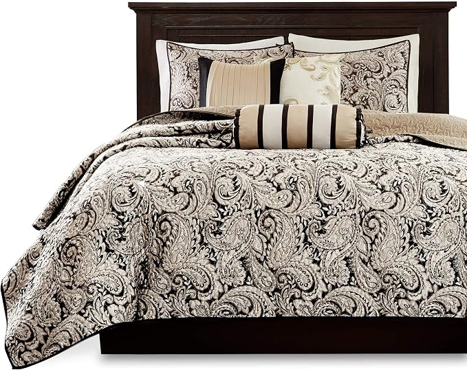 Madison Park Quilt Traditional Damask Design All Season, Lightweight Coverlet - Image 7