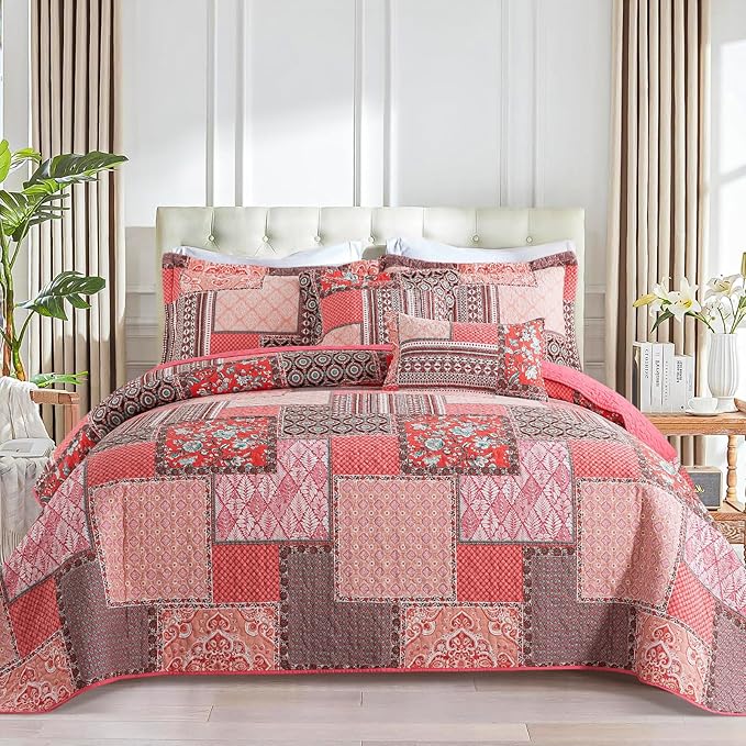 BEDIFANY Cotton King Quilt Set, Farmhouse King Size Quilt Bedding Set by BEDIFANY