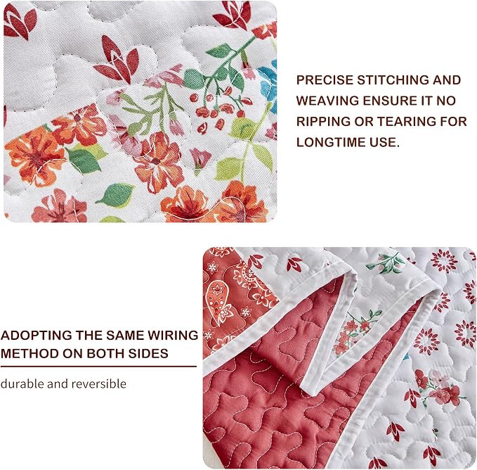 Joyreap 3 Pieces Quilt Set California King, 102x114 inches- Floral Patchwork - Image 4