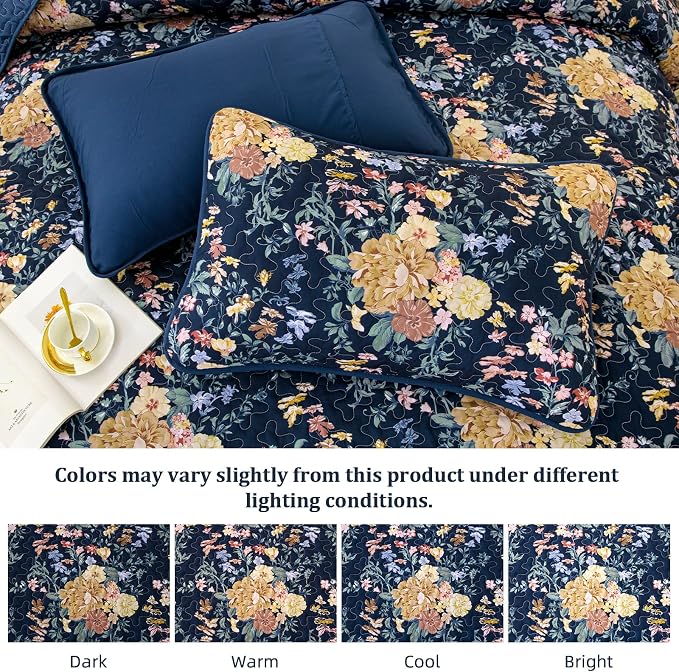 WONGS BEDDING Quilt Queen Size, Botanical Quilt - Image 5