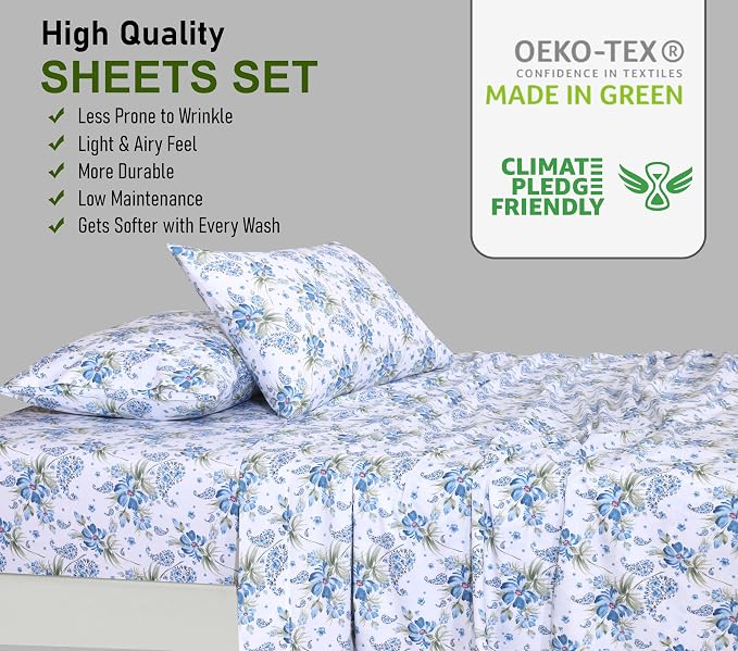 RUVANTI 100% Cotton Sheets – Full Size Percale Bedding, Cooling & Breathable - Image 7