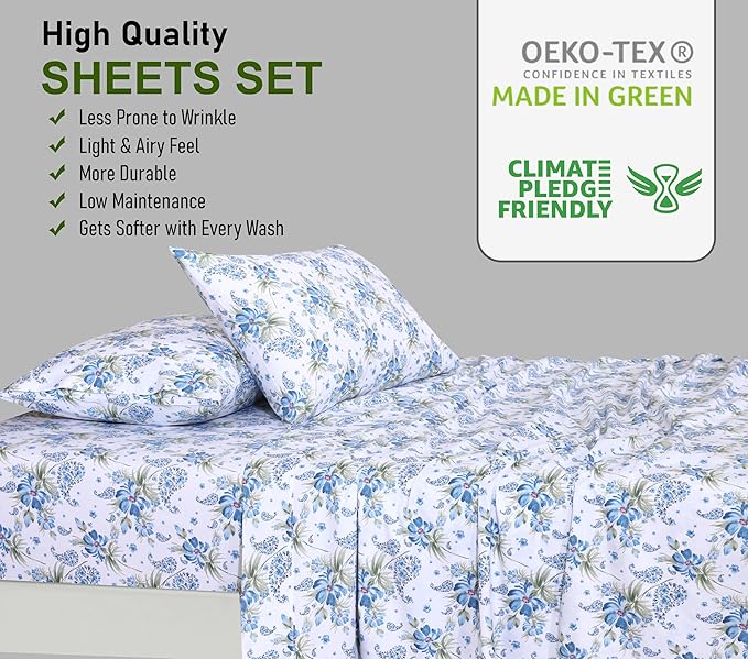 RUVANTI 100% Cotton Sheets – King Size Percale Bedding, Cooling & Breathable - Image 7
