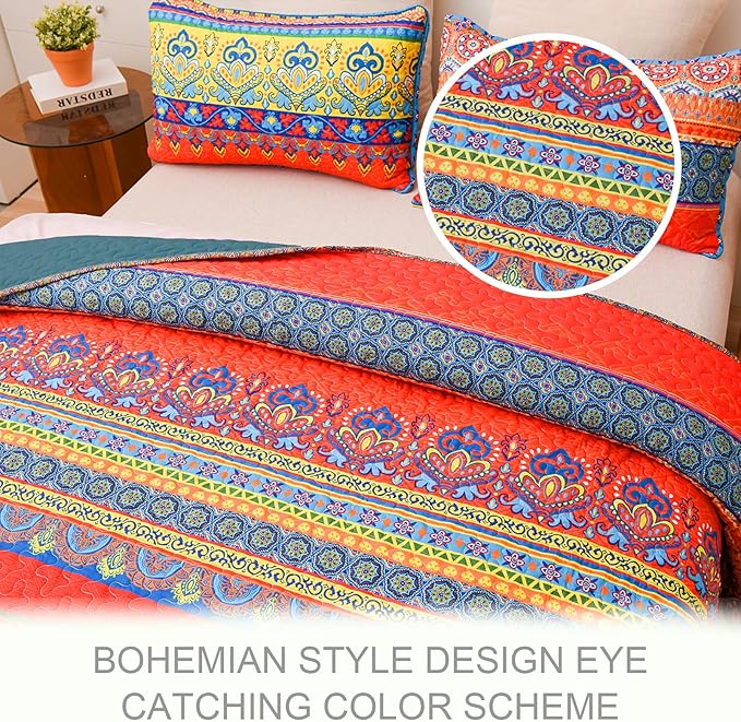 Exclusivo Mezcla Reversible Boho Quilts Twin Size - Image 3