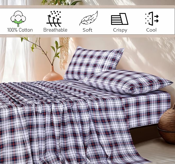 RUVANTI 100% Cotton Sheets – California King Percale Bedding, Cooling & - Image 5