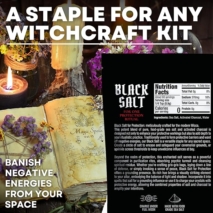 Black Salt for Protection Rituals & Wiccan Spells, Handcrafted Negative Energy - Image 2