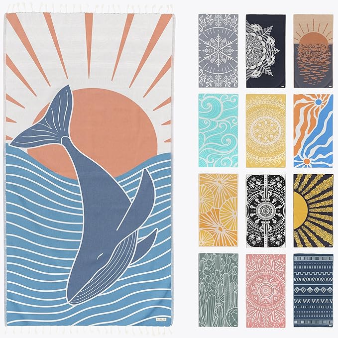 FESHKA Sand Free Turkish Beach Towel Quick Dry Bath Towel, Oversized Beach by FESHKA