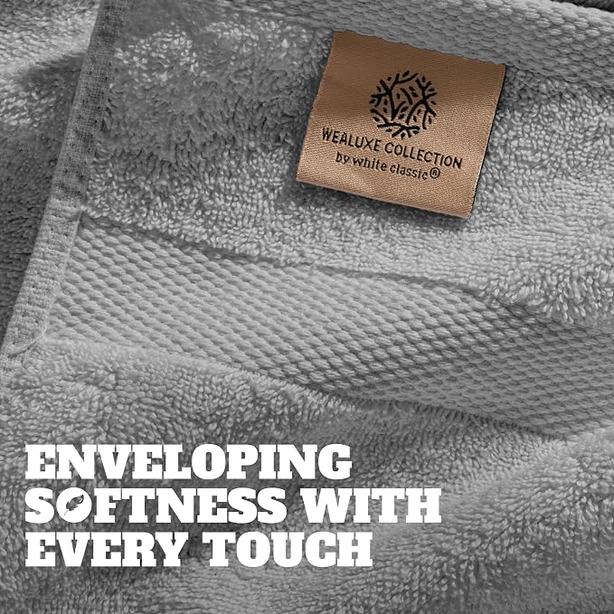 White Classic Wealuxe Light Gray Washcloths 24 Pack - Image 3
