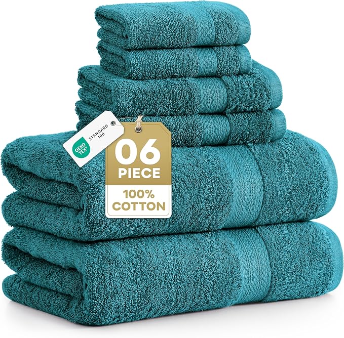 LANE LINEN Luxury Cotton Bath Towel Set of 6 by LaneLinen