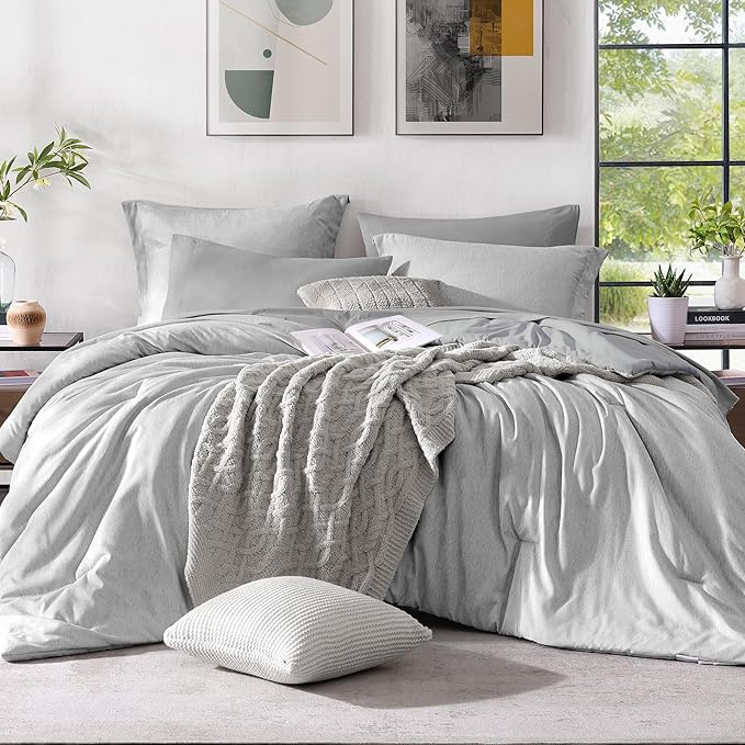 Monbix Full Size Comforter Set, Bedding Sets Full 7 Pieces, Cationic Dyeing Bed by Monbix