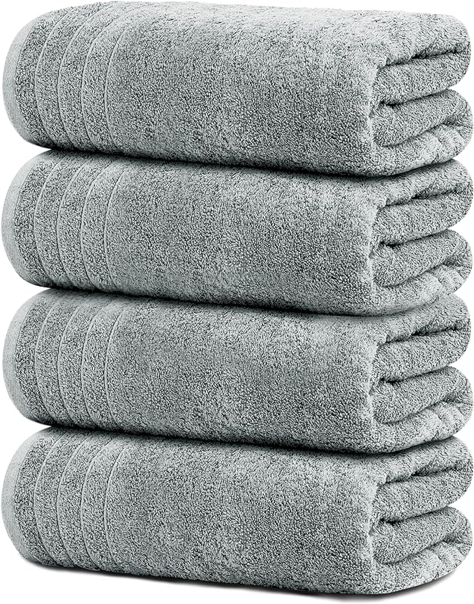 Tens Towels Pack of 4 Extra Large Bath Towels 30 x 60 Inches, 100% Cotton by TensTowels